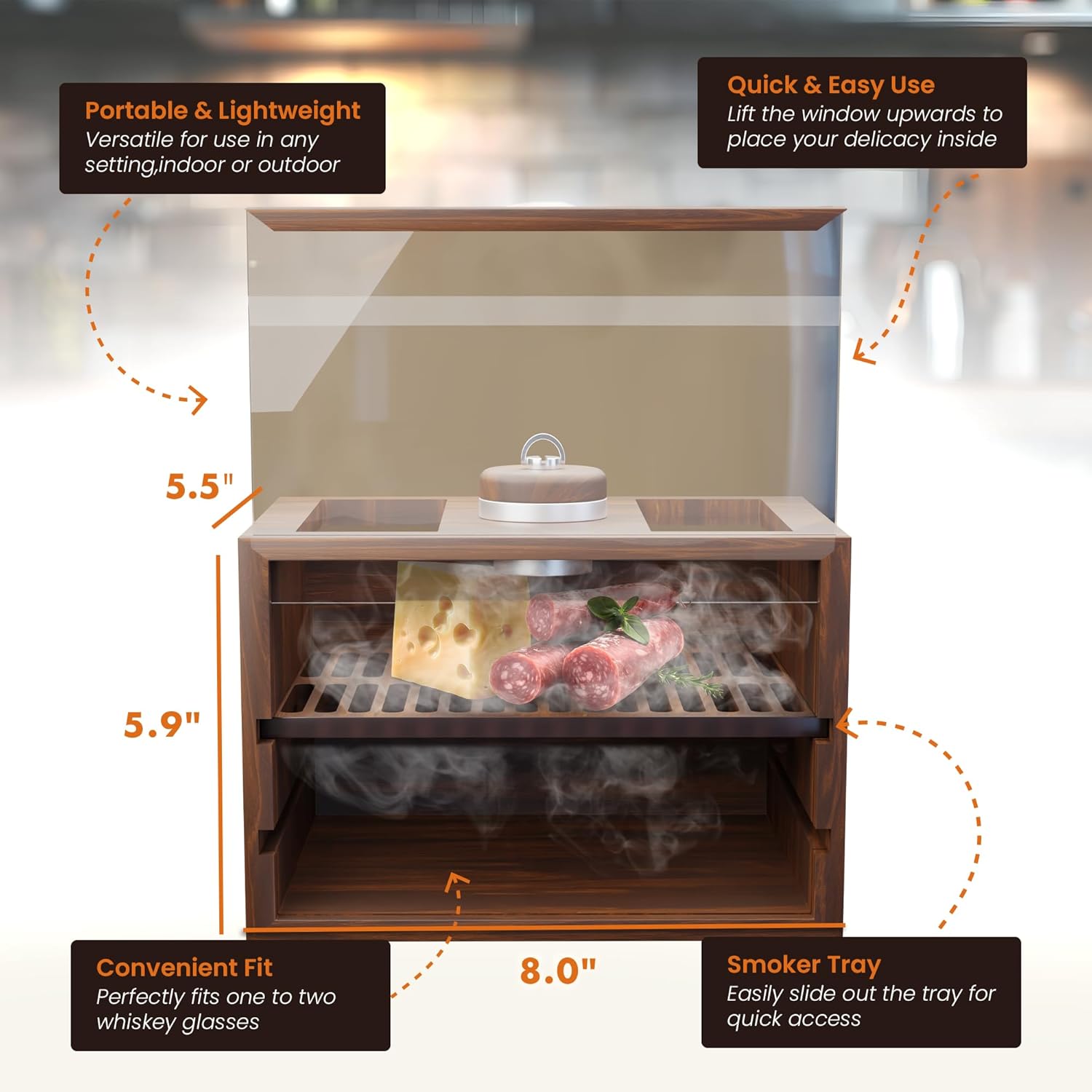Culinary Smoker Box with Torch + Wood Chips | Medium Size